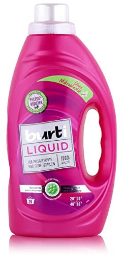 Burti Detersivo liquido liquido 1,45 l, con protezione in fibra per tessuti delicati e di facile manutenzione, senza microplastica