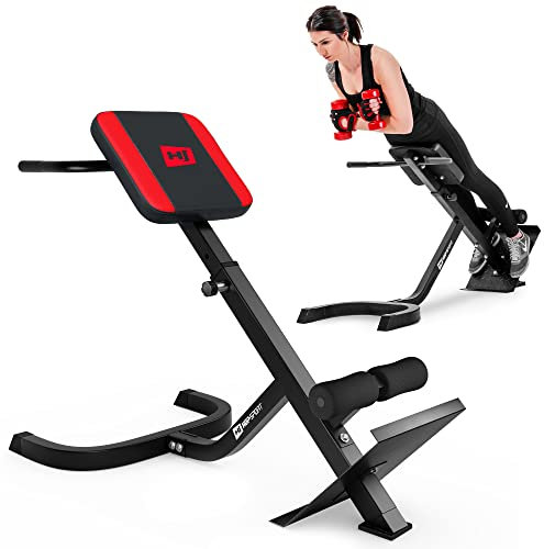 Hop-Sport Hyperextensions Bauch- & Rückentrainer, Rückenstrecker für Zuhause, Verstellbare Trainingsbank, Stabile Stahlkonstruktion, Fitnessgeräte für Zuhause, 120 kg Max. Belastbarkeit