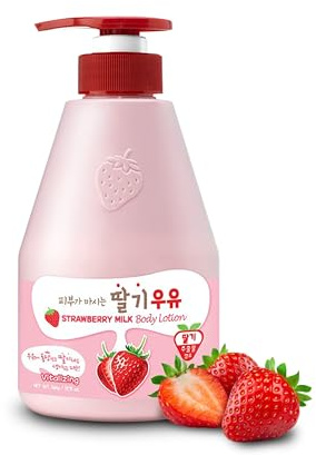 KWAILNARA Strawberry Milk Body Lotion (19.75 Fl Oz) – Deeply Hydrating & Lightweight Korean Body Lotion | Milk Protein, Royal Jelly, & Strawberry Extract for Smooth Skin | Paraben-Free & Non-Greasy