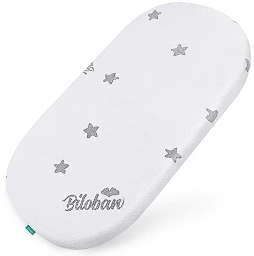 Bassinet Mattress Pad 15x 30, Oval Shaped with Removal Zippered Cover, Waterproof Breathable Soft Foam
