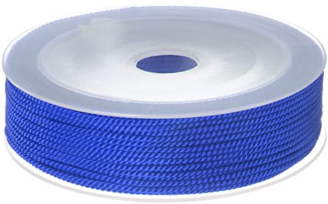 sourcing map Twisted Nylon Twine Thread Beading Cord 1.5mm 20M/65 Feet Extra-Strong Braided Nylon String for Crafting Bracelets Jewelry Making, Medium Blue