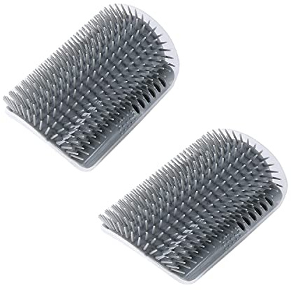 Katzenbürste,2 PCS Katze Selbst Groomer,Wand Ecke Grooming Brush Katzen Bürste Cat Self Groomer,Katzenbürste Wand Ecke Mit Packungen Katzenminze & Schrauben Zur Juckreizmassage(Grau)