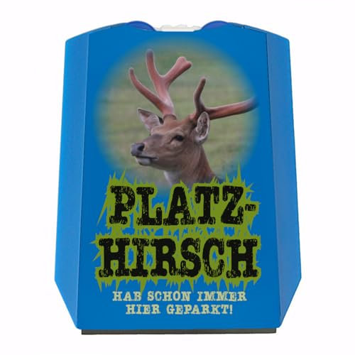 speecheese Platzhirsch Parkscheibe mit Hirsch Motiv als Überraschung zum bestandenen Führerschein Eiskratzer Wasserabstreifer und Einkaufswagen-Chips Auto parken