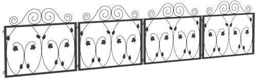 Outsunny Decorative Garden Fencing 4 Panels, 18.7in x 7.5ft Outdoor Rustproof Steel Wire No Dig Fencing for Landscape, Flower Edging, Black