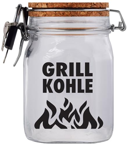 Spardose Grill Kohle Design1 Geld Geschenk Idee Transparent L
