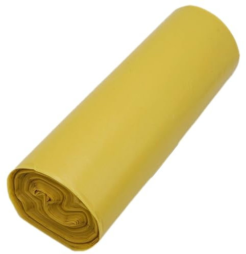 SKIR'CO (50 pz) Sacchi della spazzatura 60 litri, giallo sacchi della spazzatura 60 x 72 cm, sacchetti per la spazzatura, colore giallo