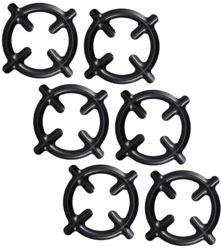 Grille de Brûleur pour Cuisinière à Gaz 6 Pièces en Fer Noir | Surface Polie, pour Casseroles et Petites Poêles, Lot de 6, Usage sur Table de Cuisson Restaurant