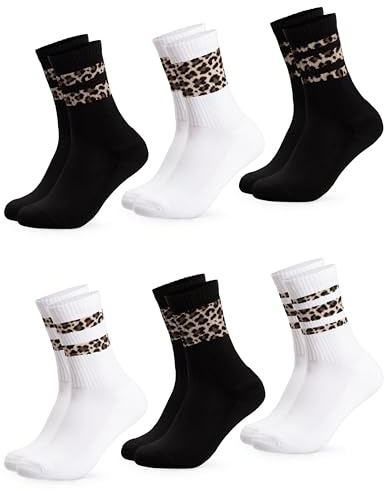 Occulto Damen Leoparden Muster Tennis Socken 3er Pack, 6er Pack (Modell: Nala)
