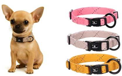 Hundehalsband – Puppy Dolly Taupe XXS 15–25cm – verstellbar – reflektierend – Nylon – für Welpen – Flamingo
