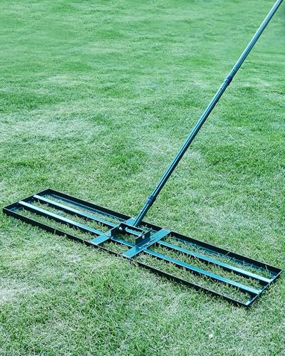 Lawn Leveling Rake,Stainless Steel Lawn Leveler with 45”x10” Ground Plate, 78” Adjustable Long Handle, Heavy Duty Large Level Yard Tool for Grass, Golf Field, Level Soil or Dirt Ground Surfaces-Green