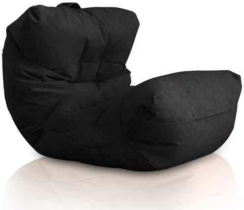Aiire Fauteuil Pouf Salon Moderne - Pouffe Géant Interieur Adulte ou Ado avec Remplissage pour Décoration de la Chambre – Gros Bean Bag XXL ou Coussin de Sol Noir