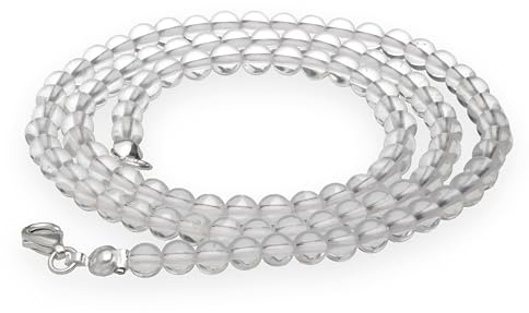 Ädelsten kulkedja + 925 silverstängning Ø 4 mm kulor karbinhake 45 cm lång
