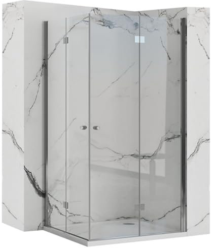Rea - Box Doccia Pieghevole Fold N2 Modulare 80X120 Cabina Doccia Senza Piatto Doccia Vetro Di Sicurezza Temperato Transparentne 6mm (Cromo)