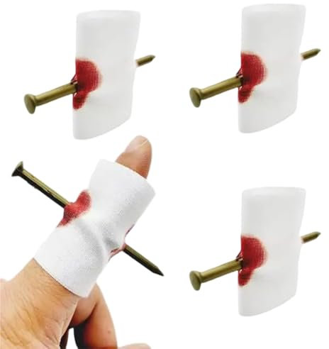 RAMGLYO 3 Piezas Truco del Clavo en el Dedo – Artículos de Broma para Decoración Espeluznante de Halloween