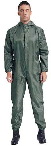 Freebily Tuta Integrale con Cappuccio Uomo Donna Tuta Protettiva Antistatica Tuta da Lavoro con Cerniera Overall Jumpsuit Uniformi per Verniciatura a Spruzzo Tuta Monouso Grigio XXL