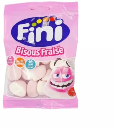 Bisous FRAISE - FINI- 90 Grammes - Halal - Sans gluten - Sans Matières grasses - Sans huile de palme - Bonbon - 704