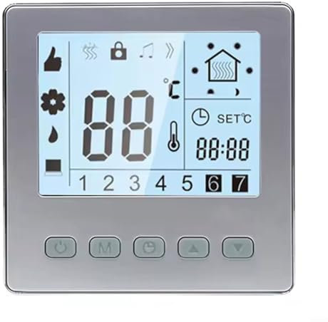 Hasaller Smart Thermostat with Weekly Programming Digital Programmable Thermostat for Electric Floor Heating System LCD Display 24H Timer Child Lock Temperature Control Range 5-60°C(Silver)