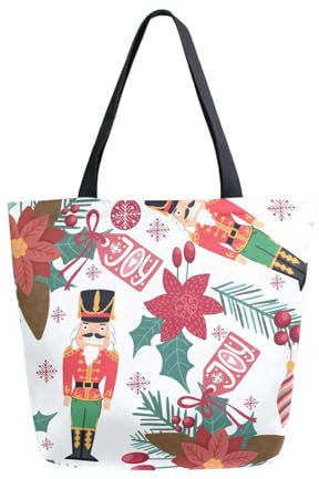 Reisetasche Weihnachten, Karikatur, Nussknacker, Und, Weihnachtsstern Einkaufstasche Großer Kapazität Badetasche Wiederverwendbar Einkaufsbeutel Für Pool Strand Sport