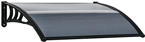Outsunny Marquesina Exterior para Puertas y Ventanas 100x75 cm Tejadillo de Protección contra Sol y Lluvia con Cubierta de Policarbonato Soporte de Aluminio Negro