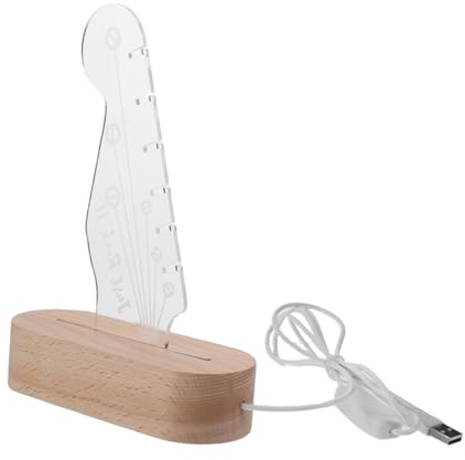 Uonlytech Soporte para Púas De Guitarra Luz Nocturna Organizador Creativo Forma De Cabeza De Guitarra Base De Madera para Exhibición y Almacenamiento De Púas para Músicos