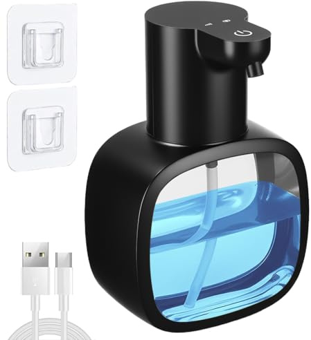 Distributeur de Savon Automatique, 500ml Distributeur Savon Automatique Mural, avec USB Rechargeable, IPX5 étanche sans Contact Distributeur Savon,Convient pour la Cuisine, la Salle de Bain