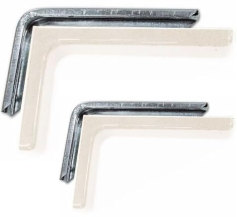EffeDecor Set 2 Pz Staffe per Mensole a L Carichi Pesanti Staffa a Muro Supporti Reggi Mensola Con Viti per FIssaggio e Carter in PVC Colorato (Avorio, 24 cm)