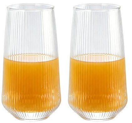 Henrrida 500 ml Iced Coffee Glass,Set of 2 Latte Glasses and Matcha Glass,Transparent Coffee Glasses,Reusable Glass Cup,Suitable for Hot and Cold Drinks 16.9 OZ