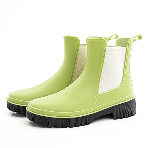 Fubotao Women’s Short Rain Boots Waterproof Chelsea Rain Boots For Ladies