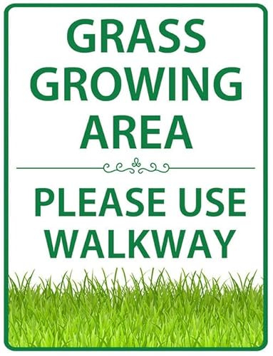 Cartello in metallo per prato con scritta in inglese Keep Off Grass Do Not Step Drive or Park, 20 x 30 cm, cartello in metallo per prato e giardino, nuova targa in alluminio per proteggere il prato