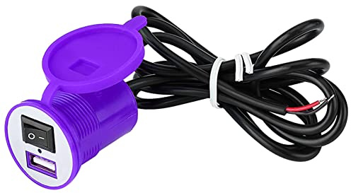 Acouto USB ChargerMotorcycl Motorcycle USB Socket Power Supply Port for Mobile Phone the More to Design with Sealing and Cable Switch Safer for Grasp Mobile Digital Phones Other (Purple)