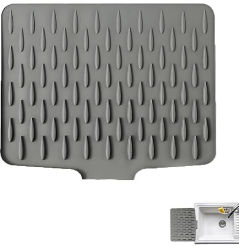 Silicone Draining Board Mat, Dish Drying Mat for Kitchen Counter Sink | Silicone Dish Drying Mat, Draining Board Mats, Sink Drainer, Folding No-Spill, Heat Resistant, Non-Slip, Kitchen Counter