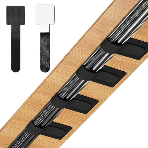 100 Stück Kabelmanagement Schreibtisch Selbstklebende Kabelbinder | Wiederverwendbare Nylon Kabelhalter Selbstklebend Klettband Kabelbinder für Schreibtisch Büro Zuhause Schwarz