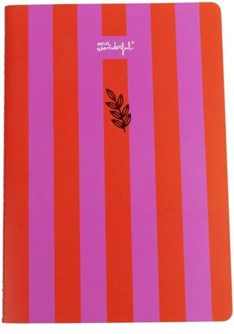 Mr Wonderful - Carnet A5 à pages lignées - 40 pages - Carnet - Reliure cousue - Rayures roses et rouges