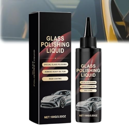 100g Car Glass Cleaner Polish Compound,Scratch Remover,Powerful Windshield Oil Film Water Spot Fluid Remover,Glass Auto Polishing Compound Liquid,Professional Liquid G/lass Polishing Cleaner