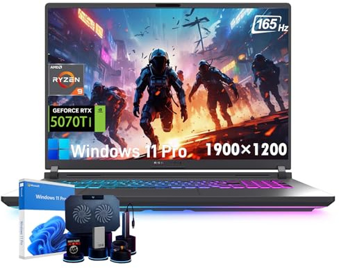 ASUS ROG Strix G16 Gaming Laptop - NVIDIA GeForce RTX 5070 Ti, AMD Ryzen 9 8940HX (fino a 5,3 GHz), display WUXGA 165 Hz 165 Hz, WiFi 6E, RGB retroilluminato KB, Win11 Pro, RAM DDR5 da 32 GB, SSD da 1