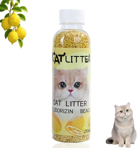 250ml Cat Litter Freshener Beads, Cat Litter Box Deo/dorant, Pet Friendly Air Freshener for Cat Toilet, Wood Pellet Cat Litter Deo/dorizer & Odor Eliminator for Litter Boxes #Lemon Fragrance