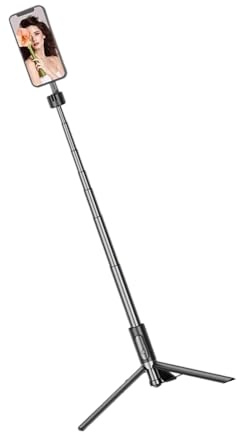 Perche à selfie rotative à 360°, deux bases renforcées, capacité de 3 kg, coussinet en silicone antidérapant, alliage d'aluminium, bâton de voyage pour vloggings