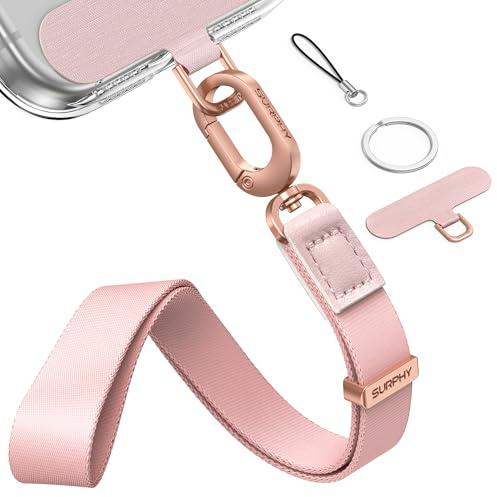 SURPHY 3 in 1 Laccio Antifurto Regolabile per Cellulare con Portachiavi,Cordino per Cellulare da Polso, Fibbia in Metallo e Nylon,Adatto per Smartphone