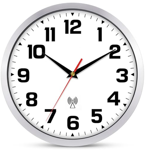 Wanduhr Funk Lautlos Funkuhr Wand Schwarz Modern Funkwanduhr Geräuschlos | Wanduhren ohne Tickgeräusche für Küche Schlafzimmer Wohnzimmer Bür