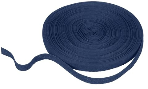 QUARKZMAN Nastro in Sarga di Cotone 10mm x 21 Metri Nastro A Spina di Pesce Nastro A Bordo Obliquo per Fai da Te Cucito Confezione Regalo Blu Scuro