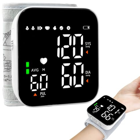 Dhqkqg Blutdruckmessgerät Handgelenk, Blutdruck Messgerät Handgelenk mit LCD-Bildschirm, 2×99 Speicherplätze, Automatische Sprachausgabe, für Heim und unterwegs, B
