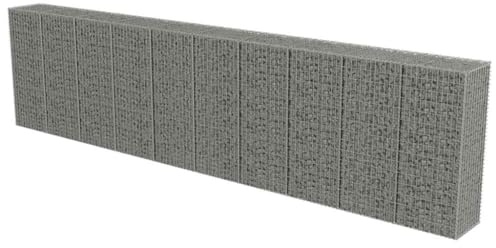QJBSAVVA Mur de Soutènement en Gabion Acier Galvanisé 600x50x150 cm, Panier de Gabion Robuste avec Couvercles pour Aménagement Paysager et Clôture de Jardin, Maille 10x5 cm