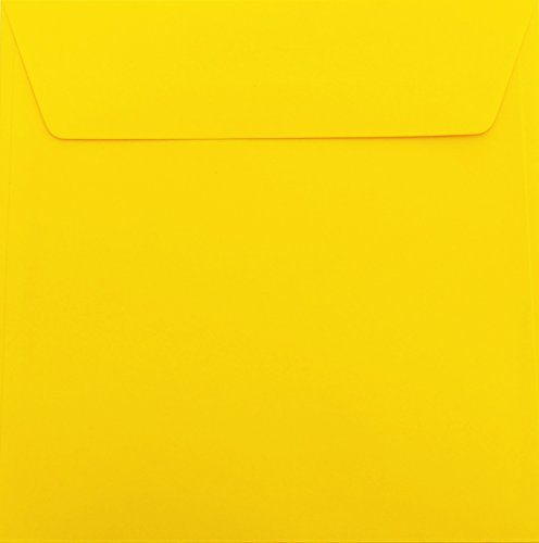 50 Quadratisch Briefumschläge 18 x 18 cm 180 x 180 mm Intensiv Gelb Verschluss: Kuverts mit Haftstreifen Grammatur: 120 g/m²