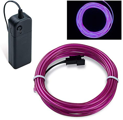 COVVY Wasserdicht Flexibel 5M 15 FT Neon Beleuchtung Lichtschlauch Leuchtschnur EL Kabel Wire mit 3 Modis für Disco Party Kinder Halloween Kostüm Kleidung Weihnachtsfeiern (Lila)