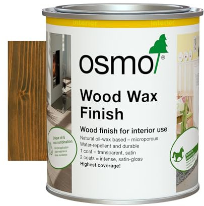 Osmo Wood Wax Finish 3166, Walnut Satin Finish, 750ml - Durable Furniture Wax for Wooden Furniture, Water-Resistant Floor Wax, Wood Treatments - Ideal for Oak, Pine & More
