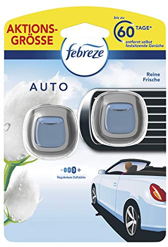 Febreze Auto Lufterfrischer 4ml, Auto Duft Clip Starterset 2 Stück Reine Frische, Bekämpft Gerüche