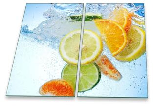 decorwelt | Herdabdeckplatten 2x30x52 cm Ceranfeldabdeckung 2-Teilig Universal Elektroherd Induktion für Kochplatten Herdschutz Deko Schneidebrett Sicherheitsglas Spritzschutz Glas Früchte