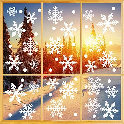 366 Schneeflocken Weihnachten Fensterbilder, Abnehmbare Fensterdeko Schneeflocken, Fensteraufkleber PVC Fensterdeko Selbstklebend, für Türen Schaufenster Vitrinen Glasfronten Deko