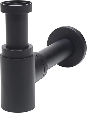 Wirquin 30722857 Siphon Lavabo Mini Linéis Ø32 mm Laiton Noir | Gain de place, design, étanche, anti-odeurs, installation facile, réglable, entretien facile, accessible si bouchage
