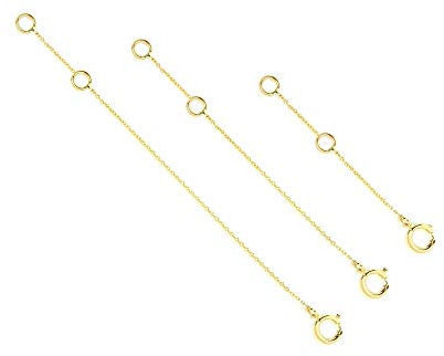 JEWEE DIAMOND 14k 18k Solid Gold Extender For Necklace or Bracelet, Removable Real Solid Gold Extension Link Cable Chain, Adjustable Length For 1inch 2inch 3icnh 4 inch
